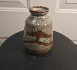 Studio Pottery Signed Ceramic Vase with Tree And Birds Design